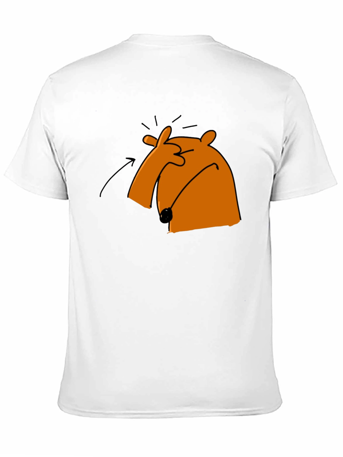 Funny Cartoon Orange Bear Black T-Shirt