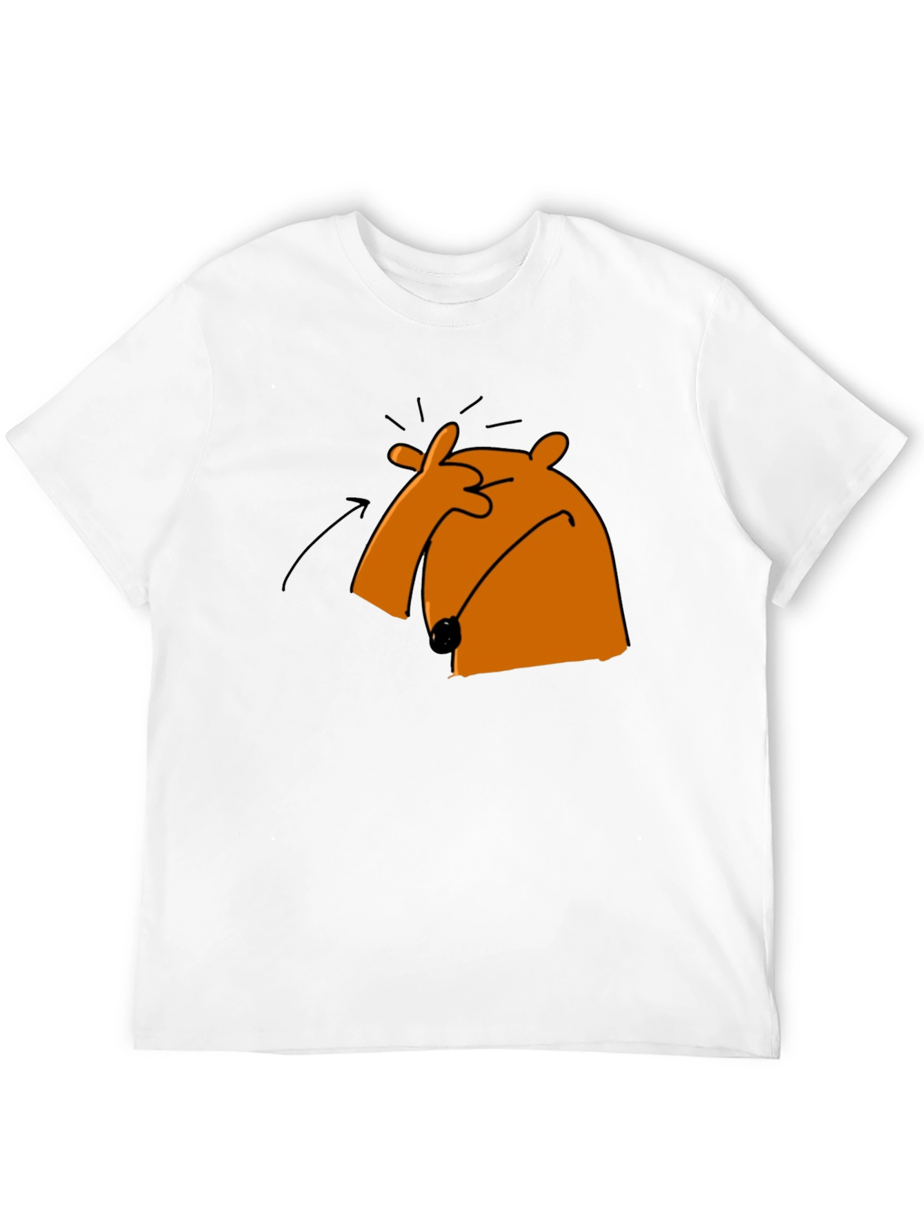 Funny Cartoon Orange Bear Black T-Shirt
