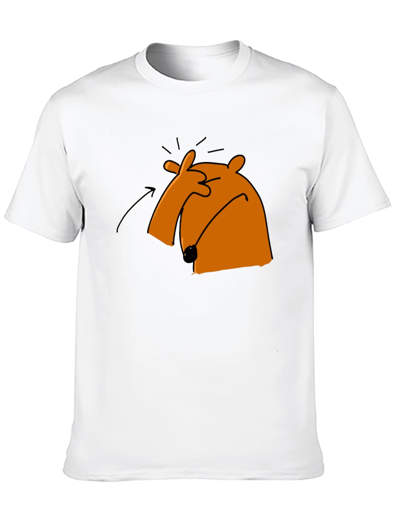 Funny Cartoon Orange Bear Black T-Shirt