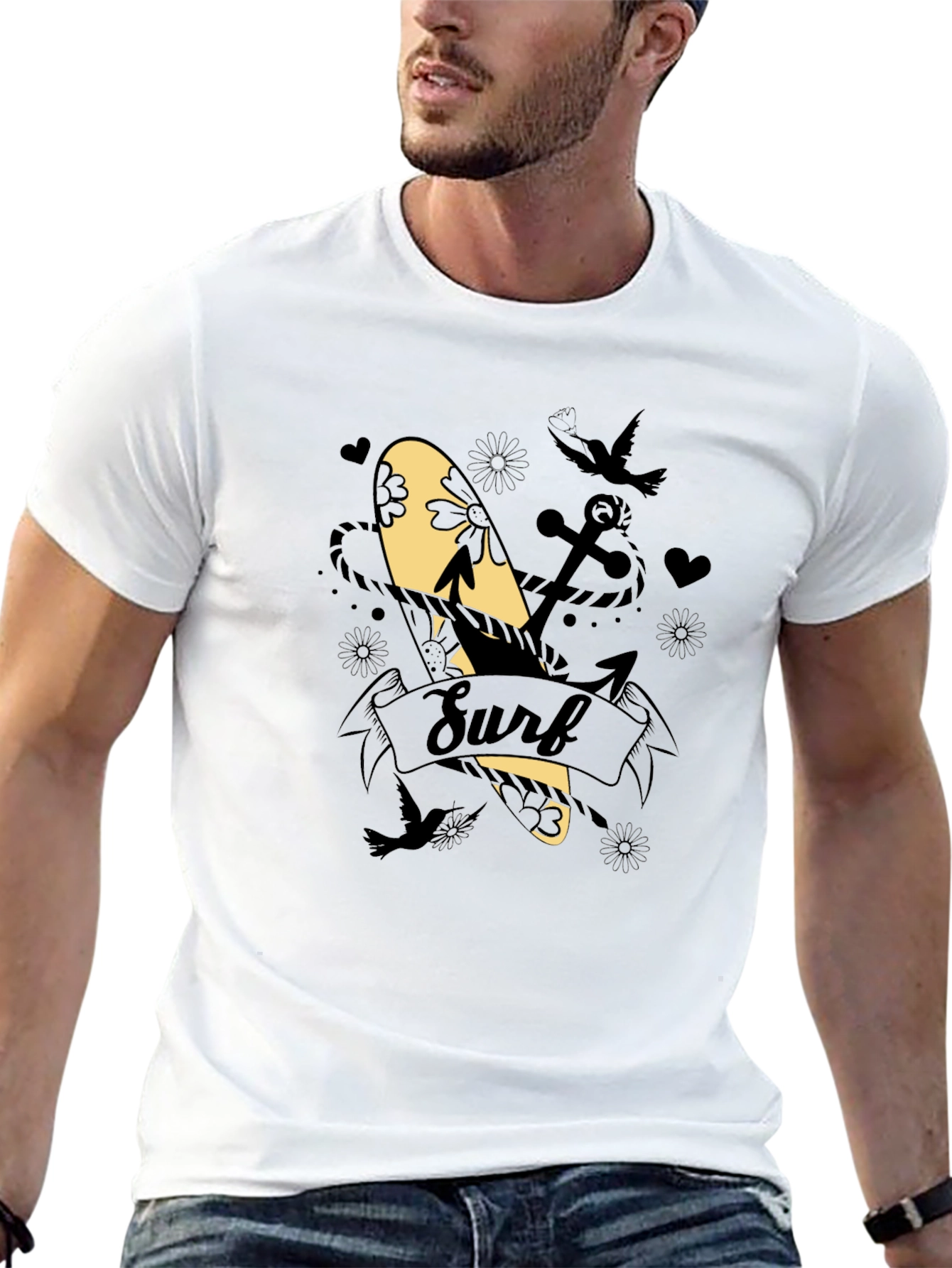 Surf Graphic Tee - Black Cotton Blend