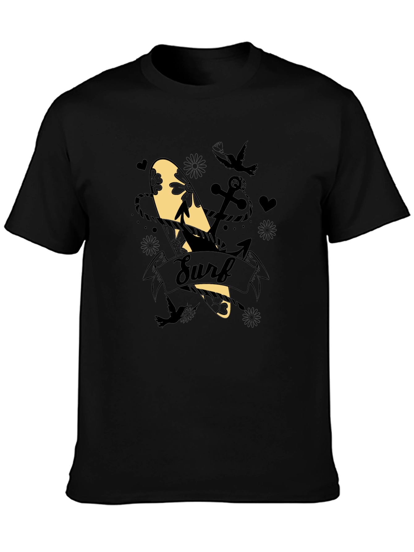 Surf Graphic Tee - Black Cotton Blend