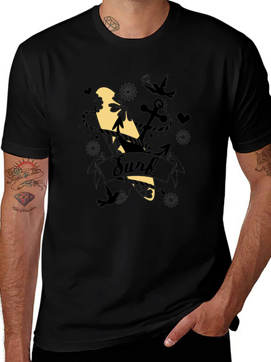Surf Graphic Tee - Black Cotton Blend