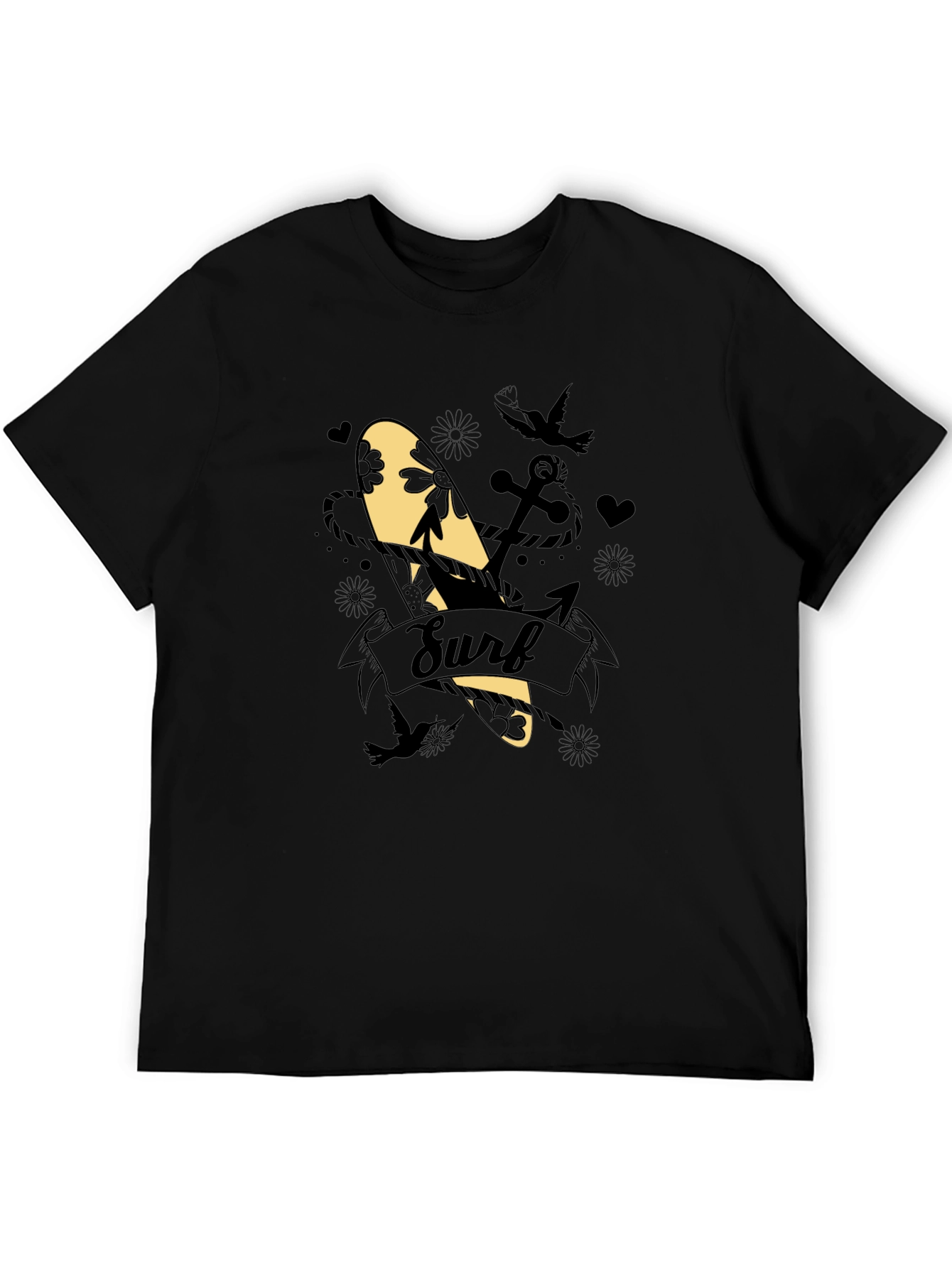 Surf Graphic Tee - Black Cotton Blend