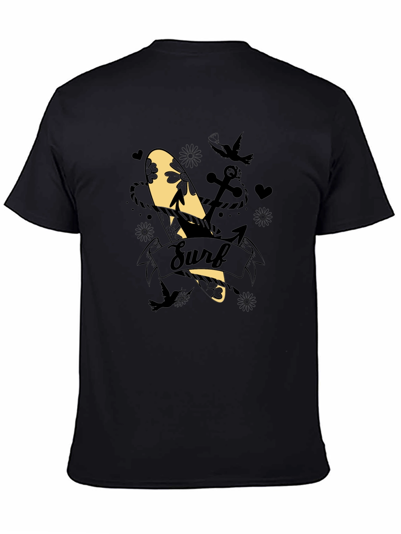 Surf Graphic Tee - Black Cotton Blend