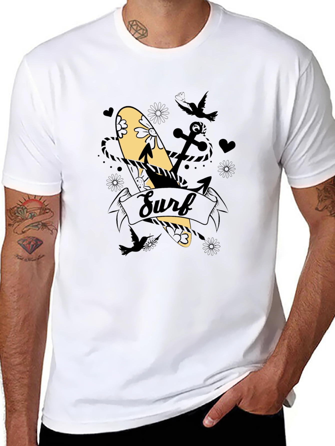 Surf Graphic Tee - Black Cotton Blend
