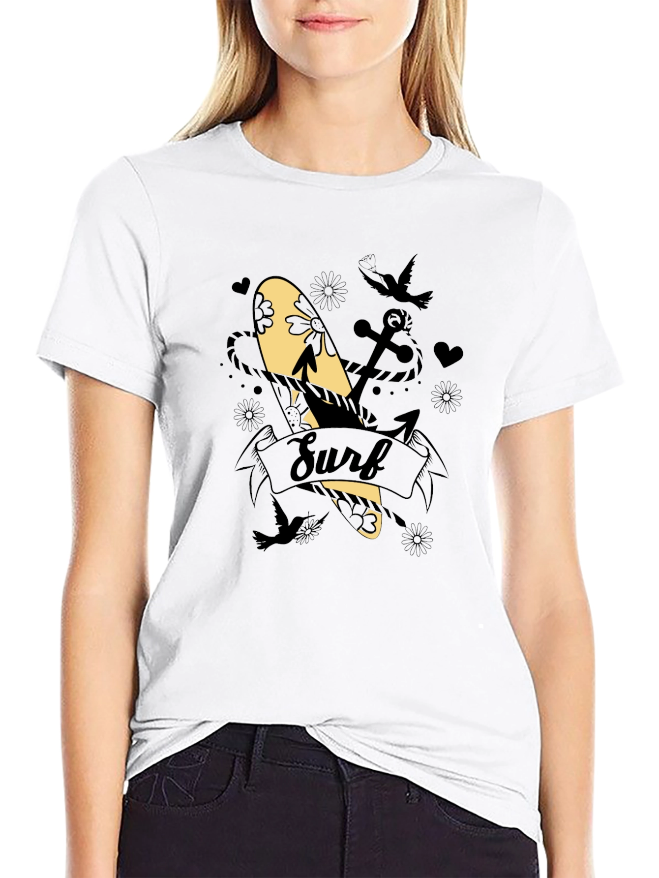 Surf Graphic Tee - Black Cotton Blend