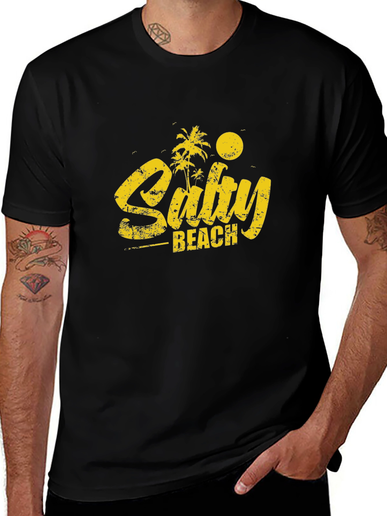 Salty Beach Graphic Tee - Black