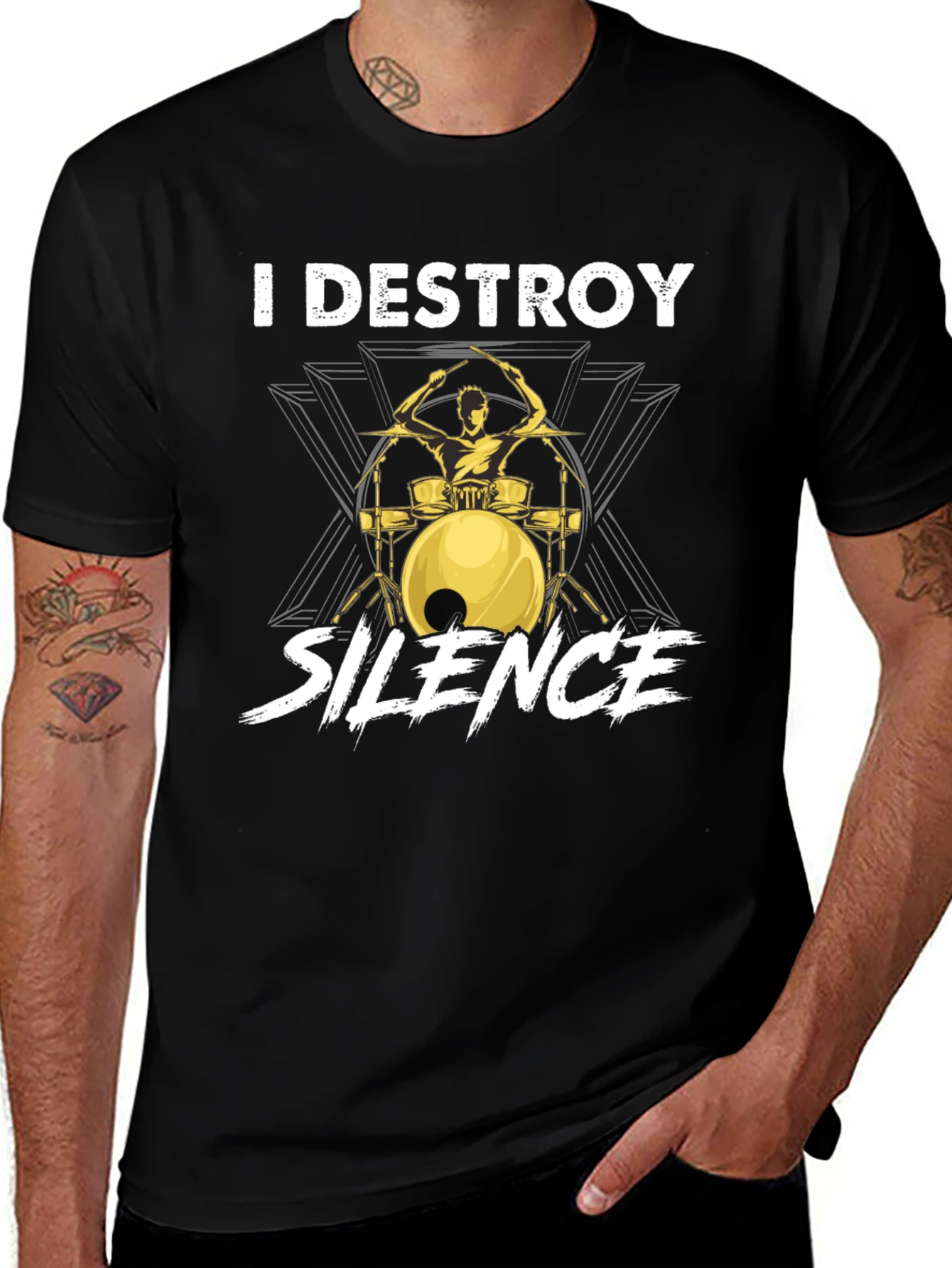 I Destroy Silence Drummer Graphic Tee