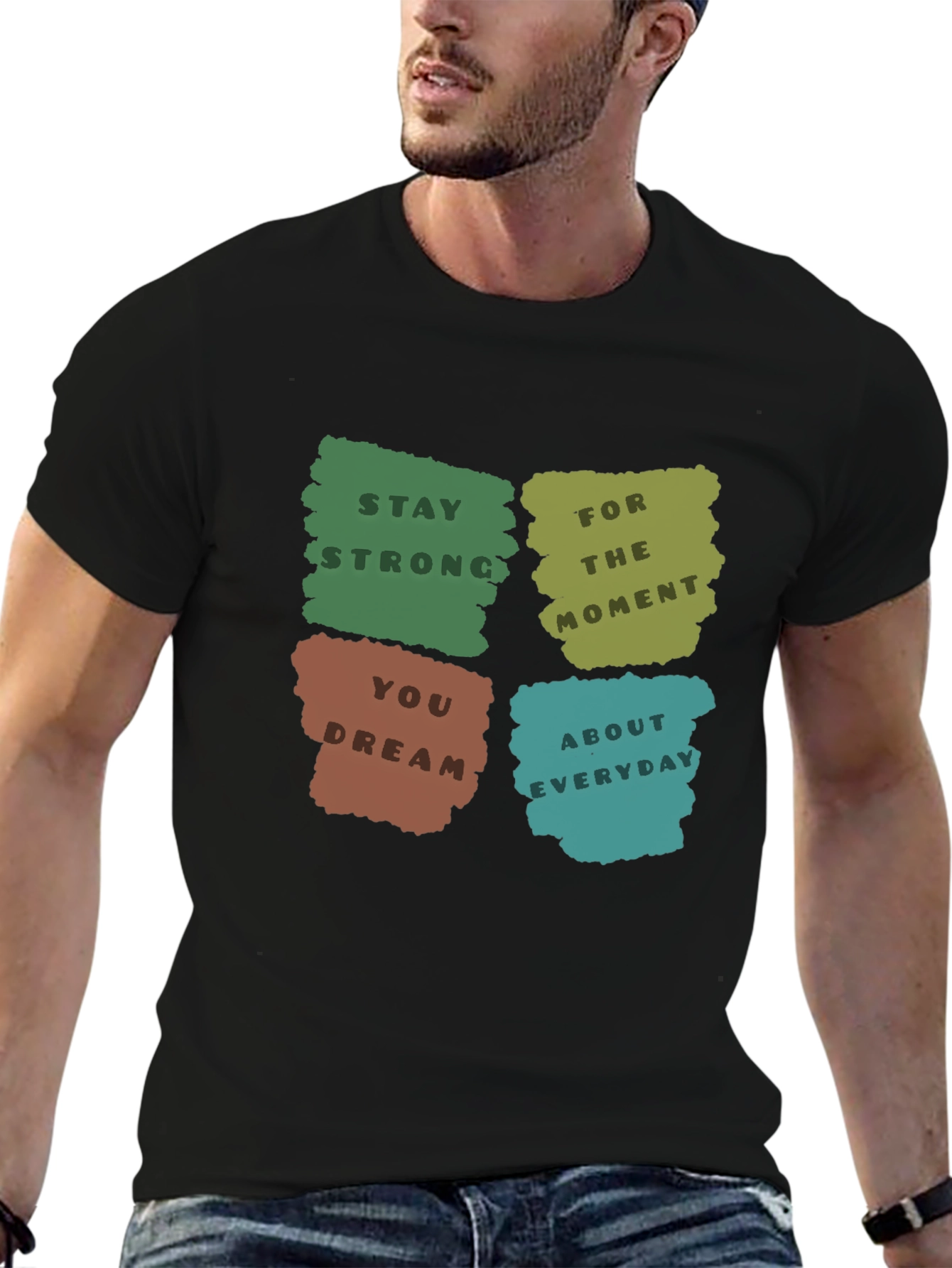 Motivational Graphic Print Black T-Shirt
