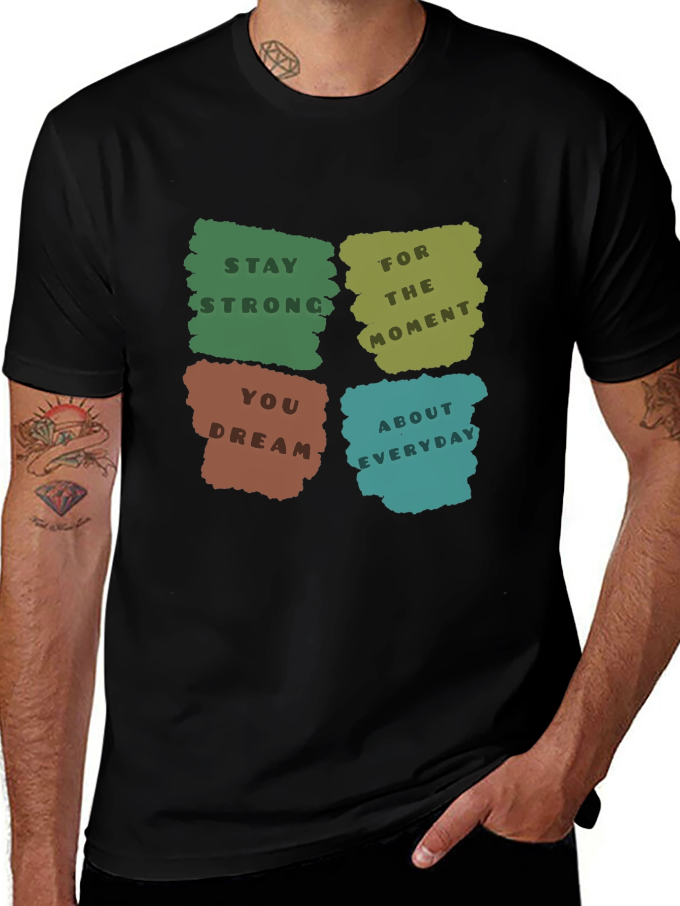 Motivational Graphic Print Black T-Shirt