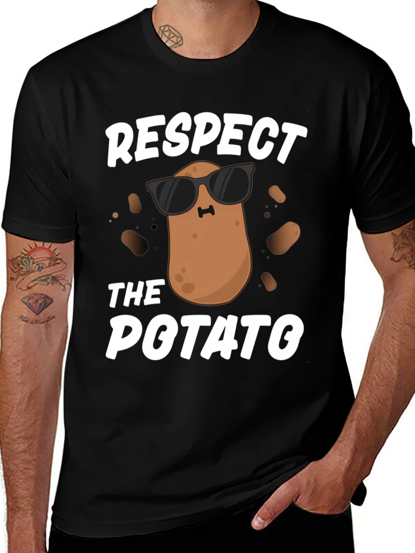 Respect the Potato T-Shirt - Funny Cartoon Graphic Tee