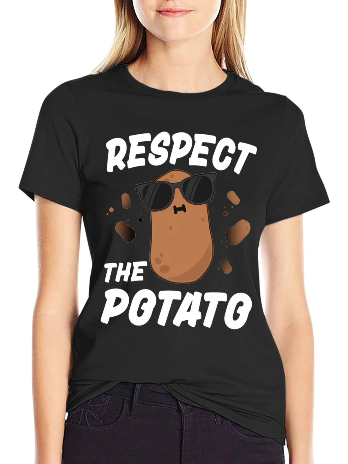 Respect the Potato T-Shirt - Funny Cartoon Graphic Tee