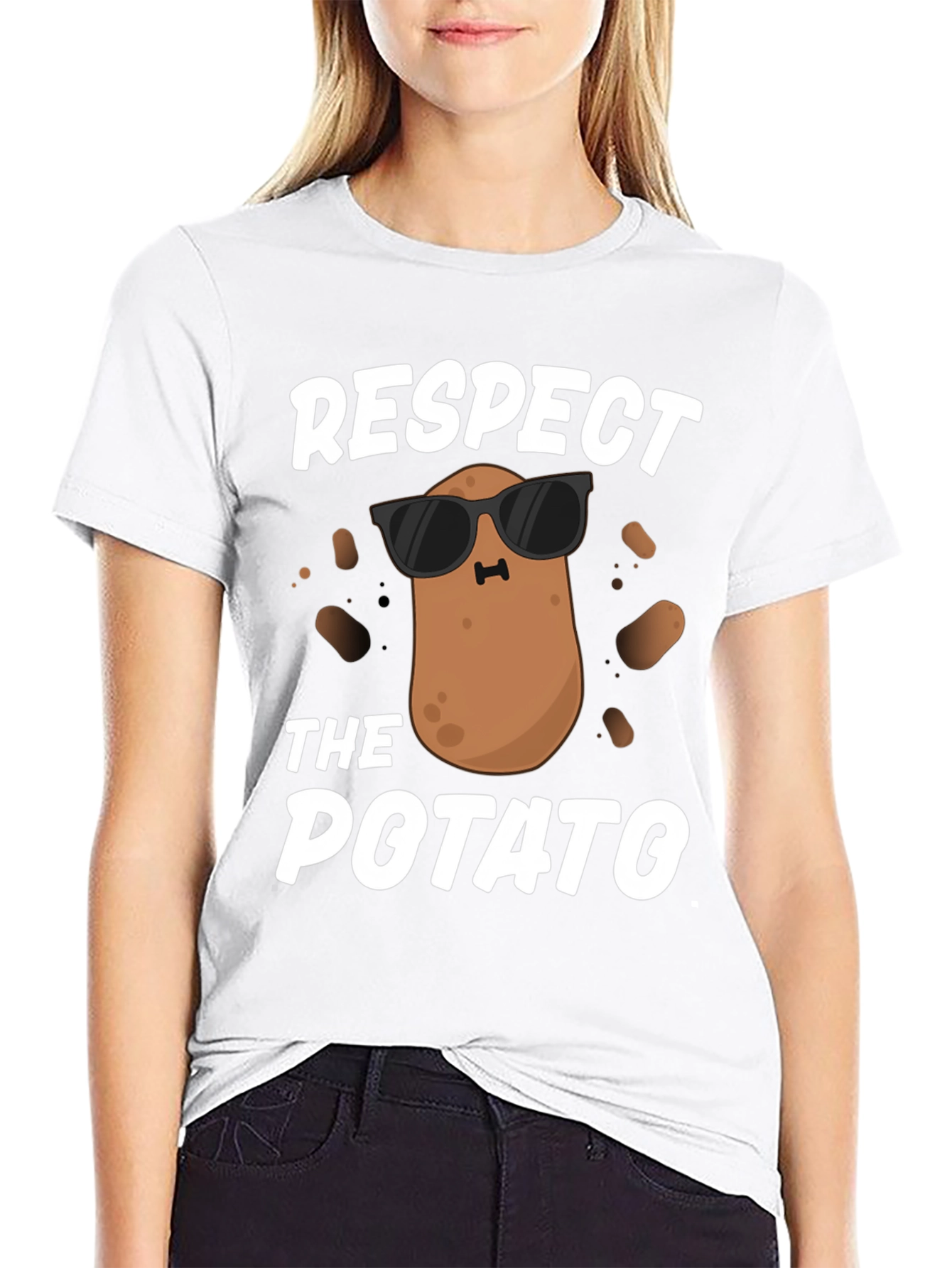 Respect the Potato T-Shirt - Funny Cartoon Graphic Tee