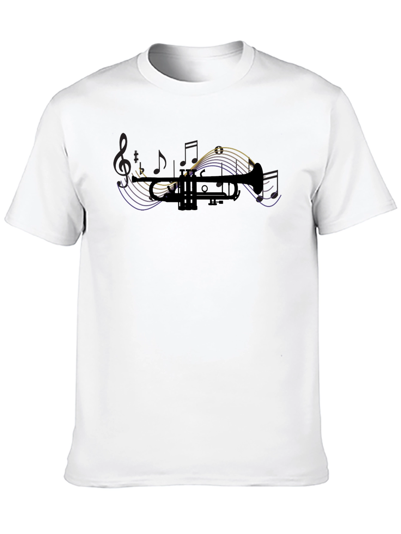 Trumpet & Music Notes Graphic T-Shirt