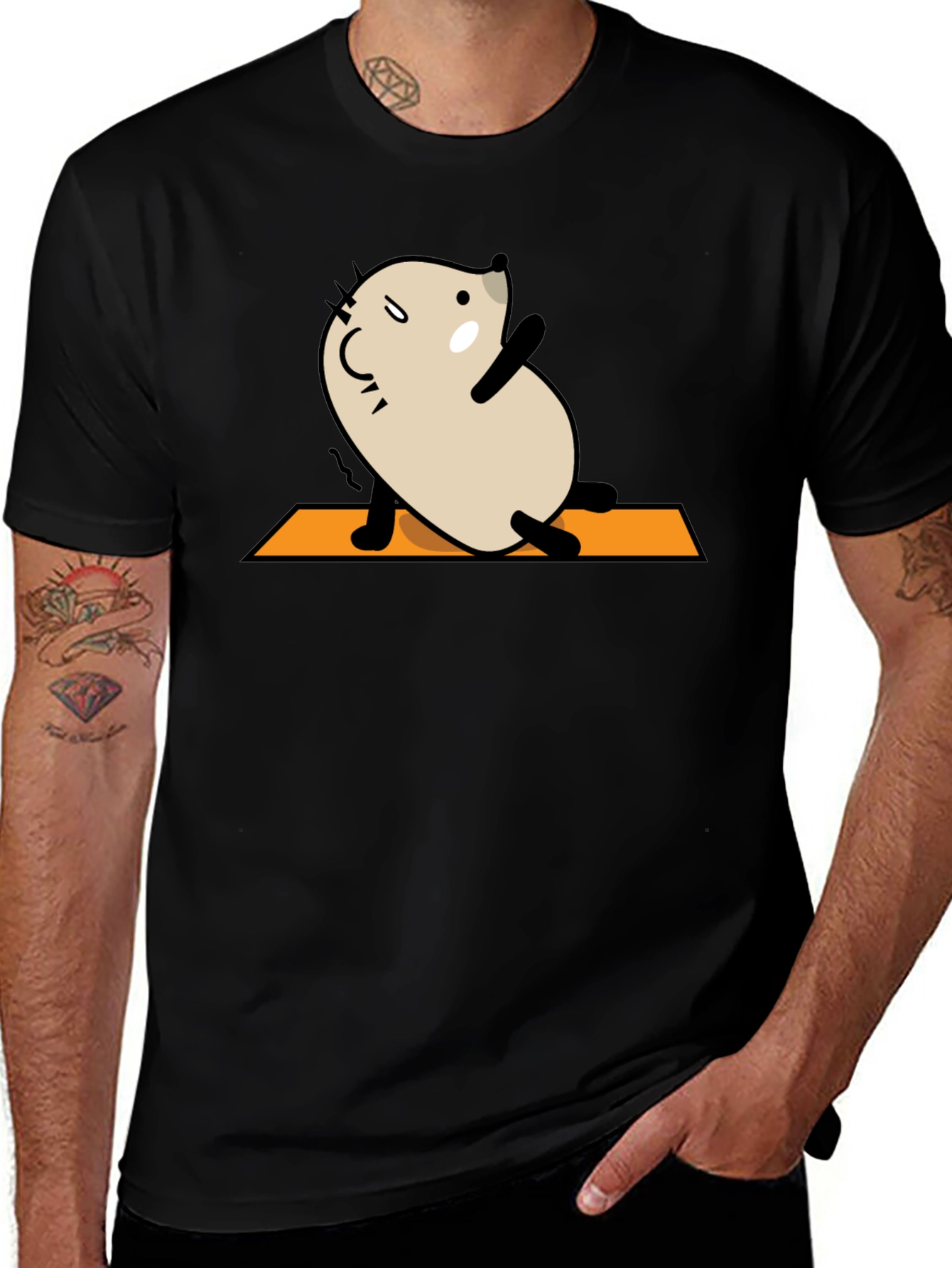 Yoga Mouse Graphic Tee - Black Cotton Blend