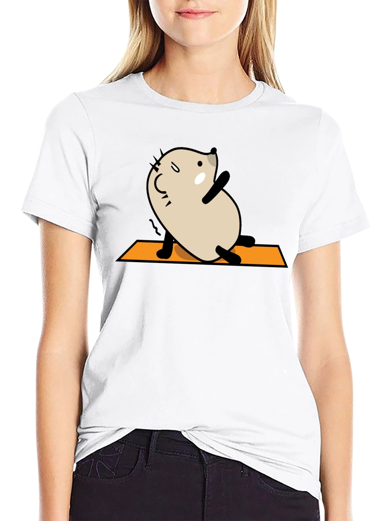 Yoga Mouse Graphic Tee - Black Cotton Blend