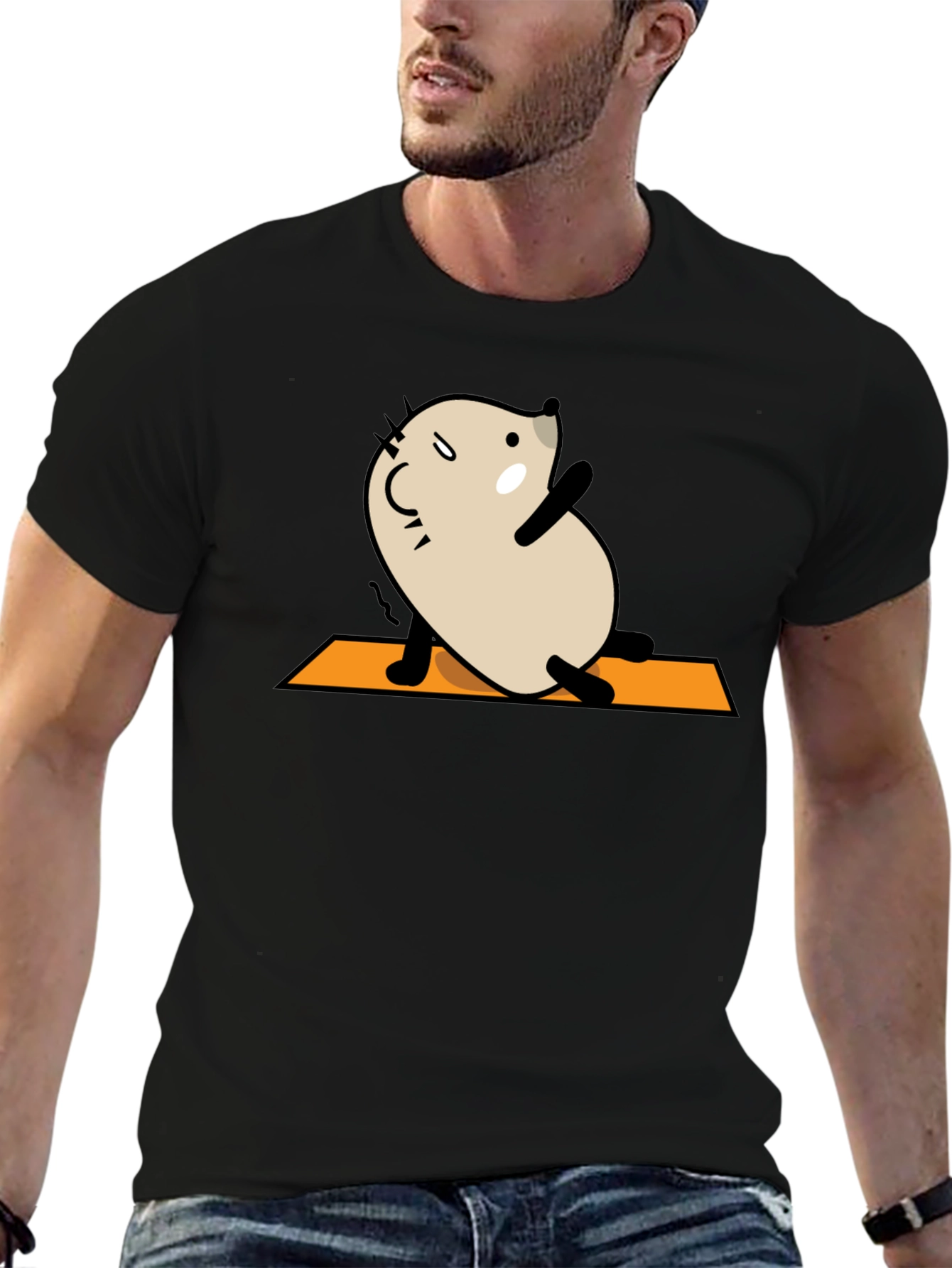 Yoga Mouse Graphic Tee - Black Cotton Blend