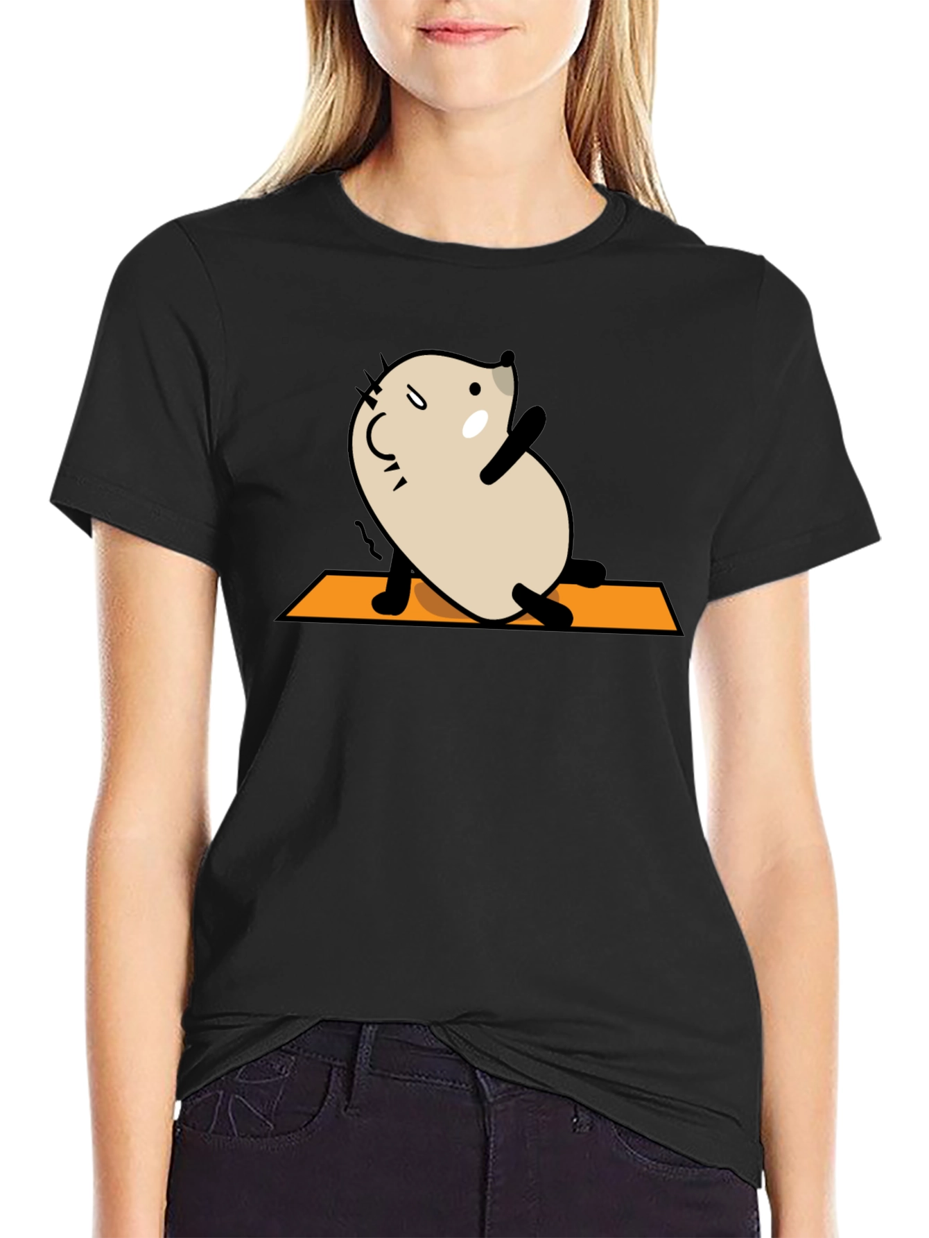 Yoga Mouse Graphic Tee - Black Cotton Blend