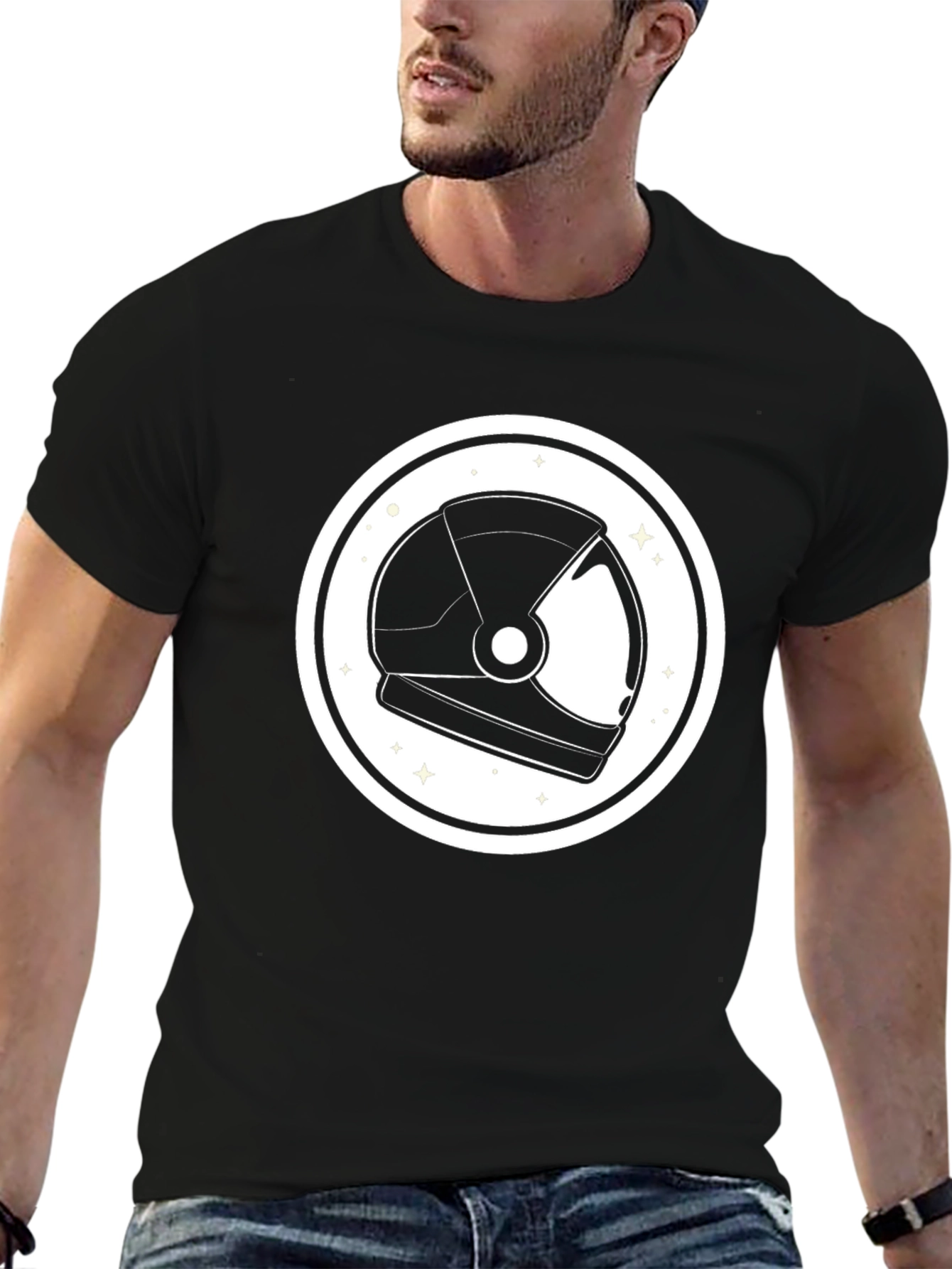 Astronaut Helmet Graphic Tee - Black
