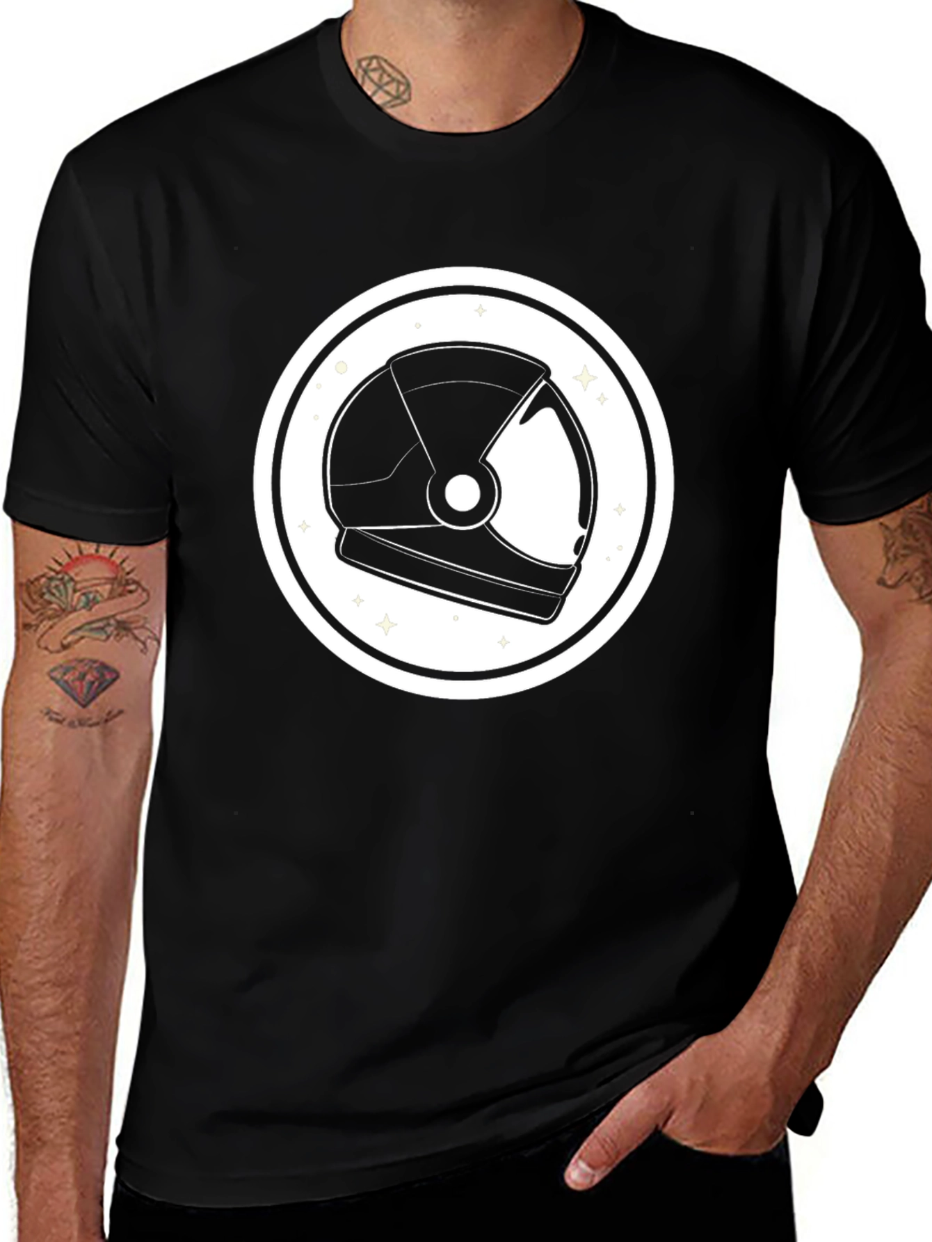 Astronaut Helmet Graphic Tee - Black