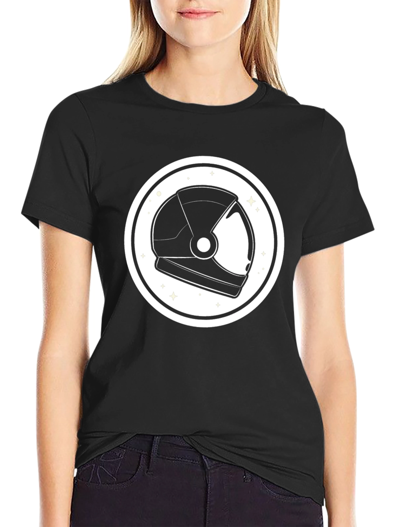 Astronaut Helmet Graphic Tee - Black