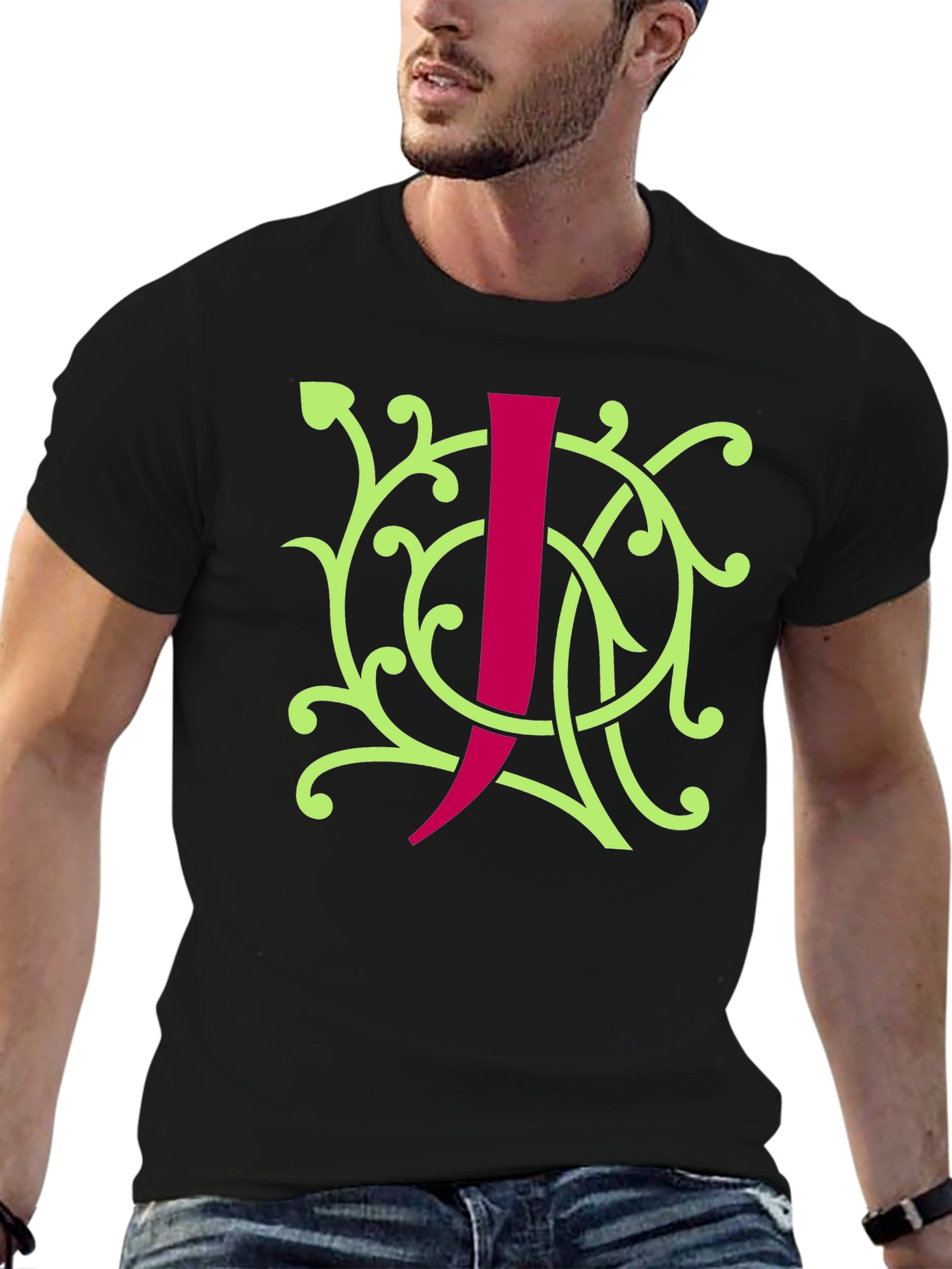 Initial J Black Graphic Tee