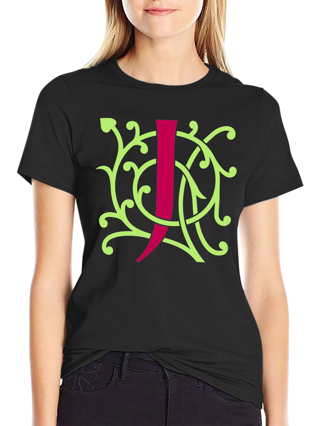 Initial J Black Graphic Tee