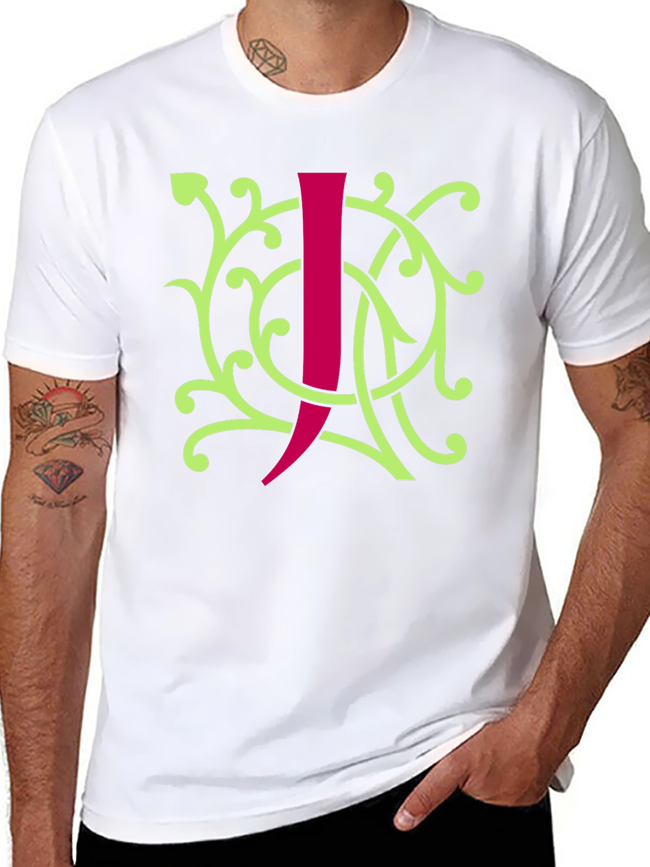 Initial J Black Graphic Tee
