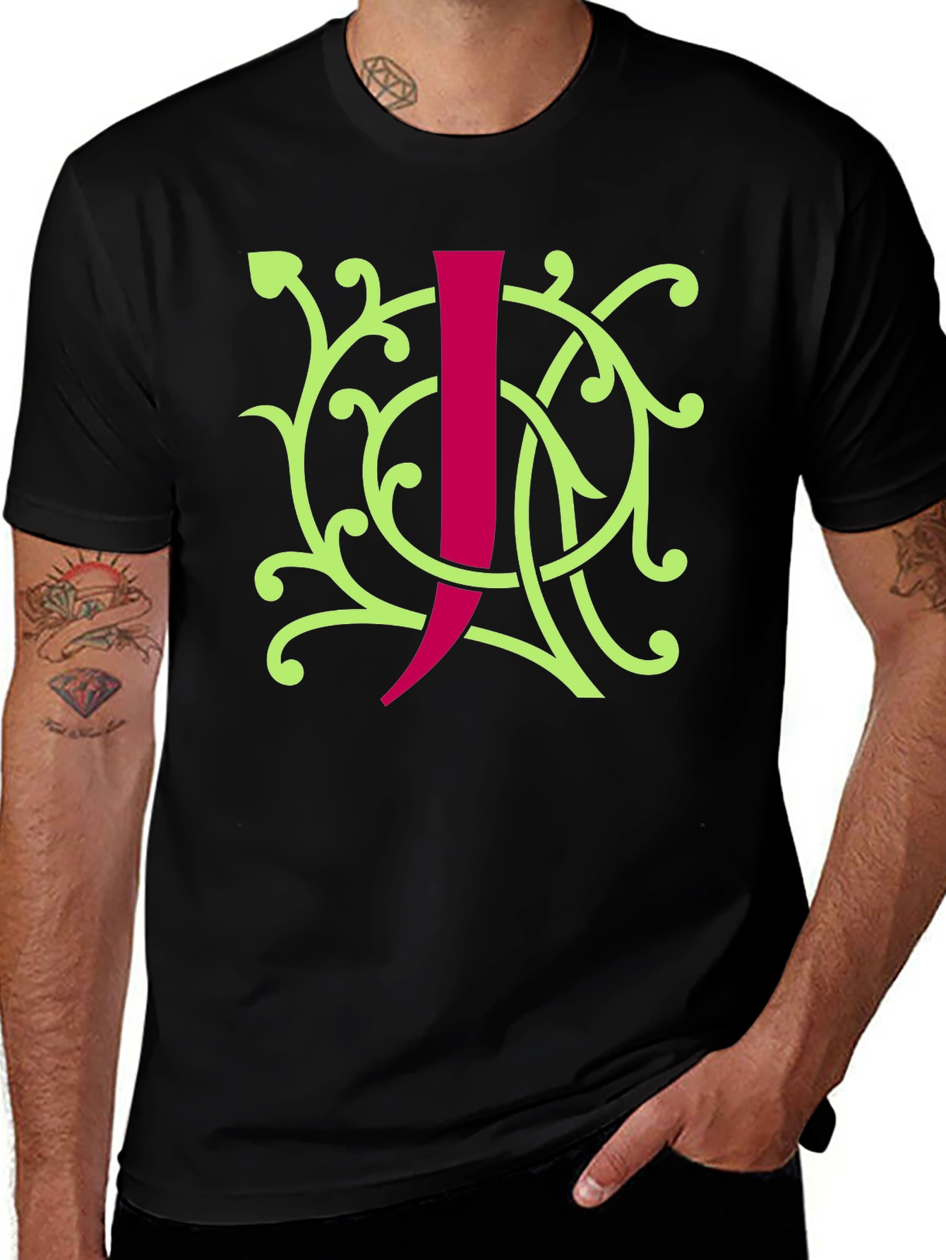 Initial J Black Graphic Tee