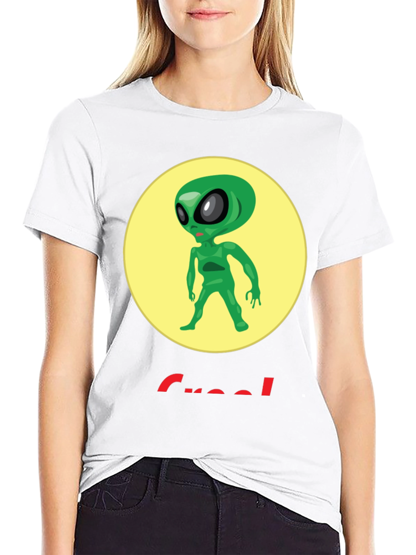 Alien Graphic T-Shirt - Crew Neck - Black