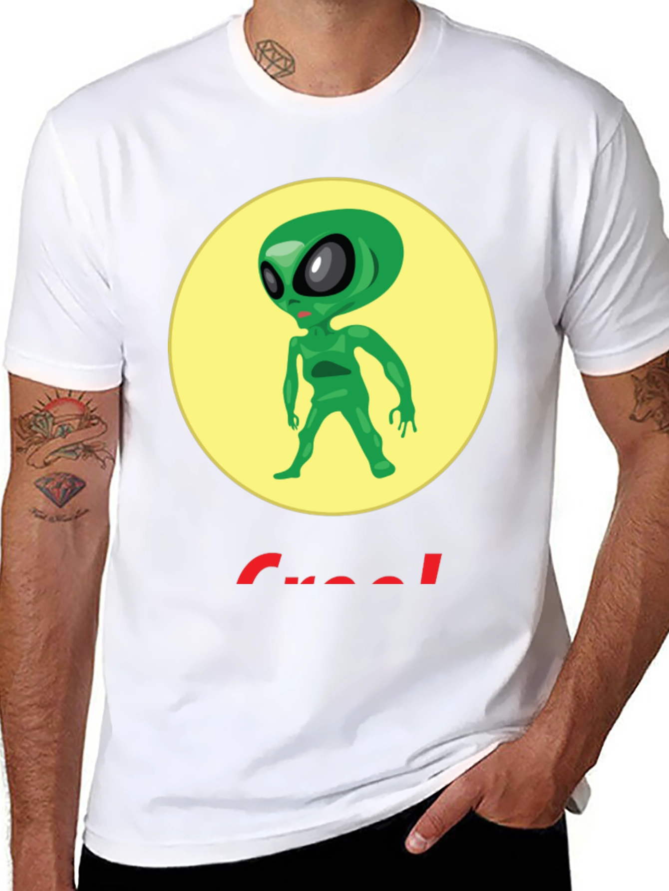Alien Graphic T-Shirt - Crew Neck - Black