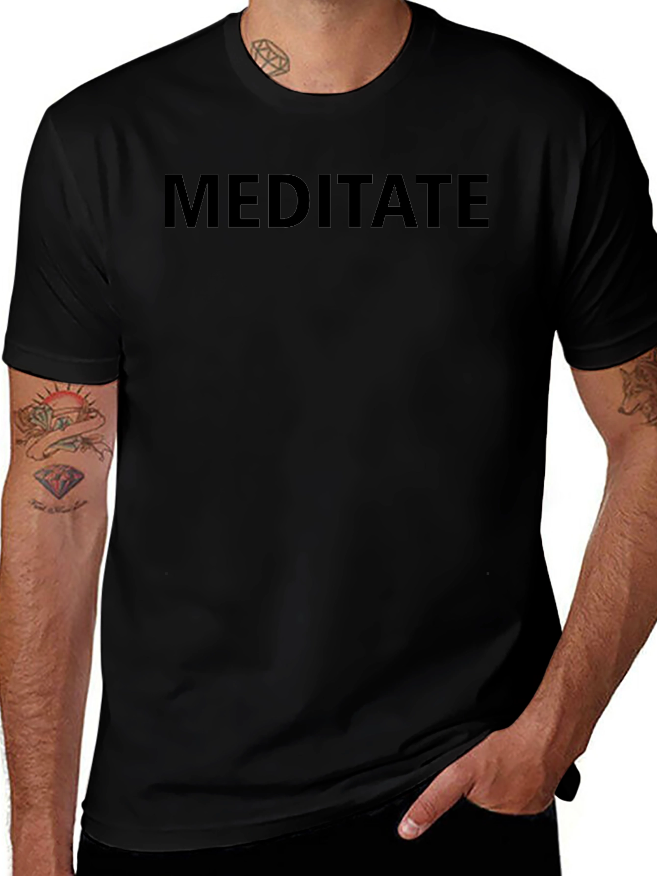Meditate Black T-Shirt - Casual Comfort