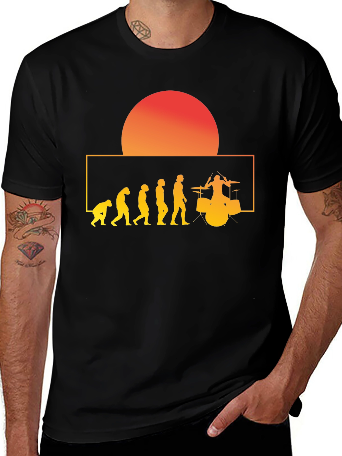 Drummer Evolution Graphic Tee - Black Cotton
