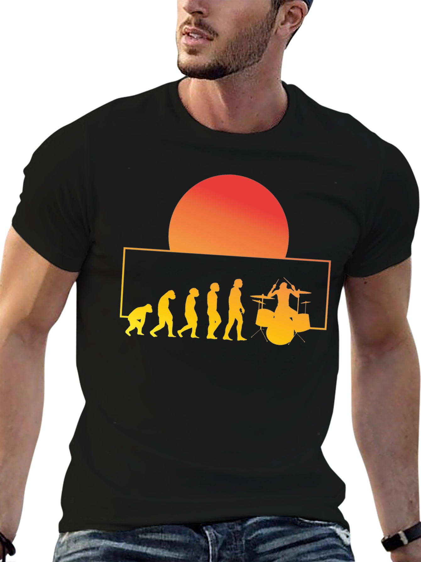 Drummer Evolution Graphic Tee - Black Cotton