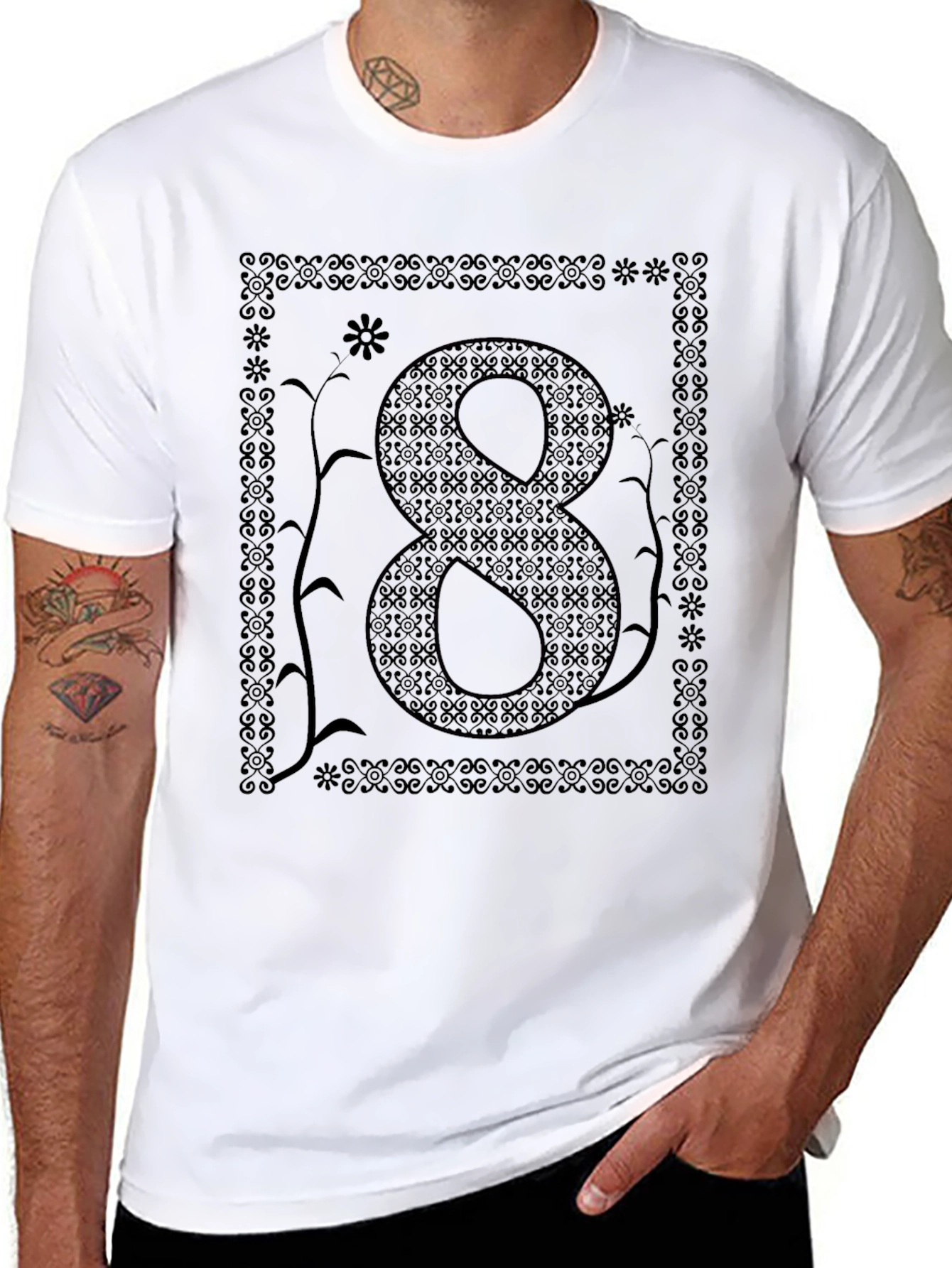 Number Eight Graphic Print Mens T-Shirt