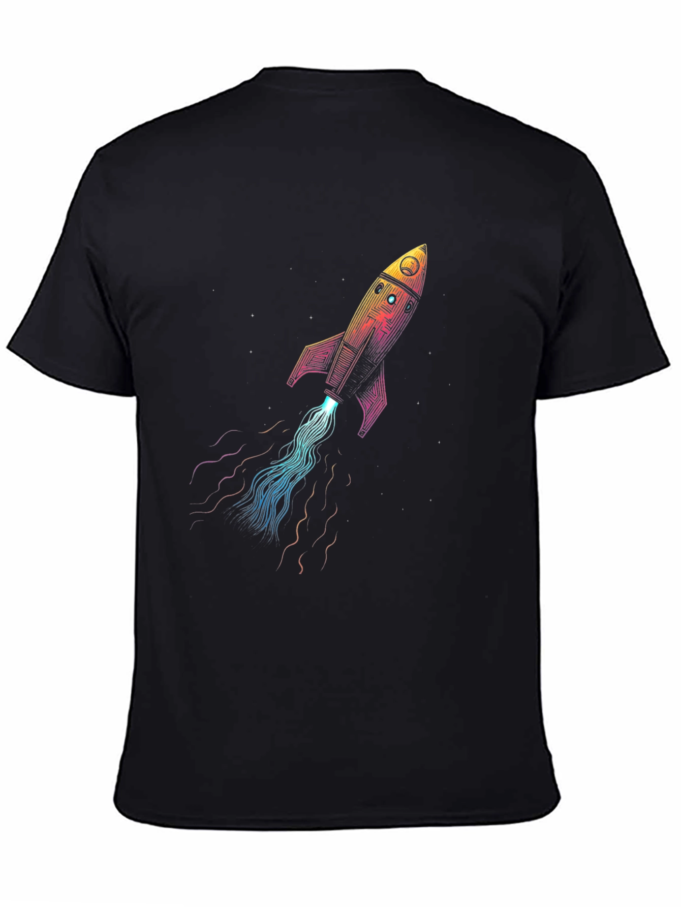 Rocket Launch Graphic T-Shirt - Black Crew Neck Tee