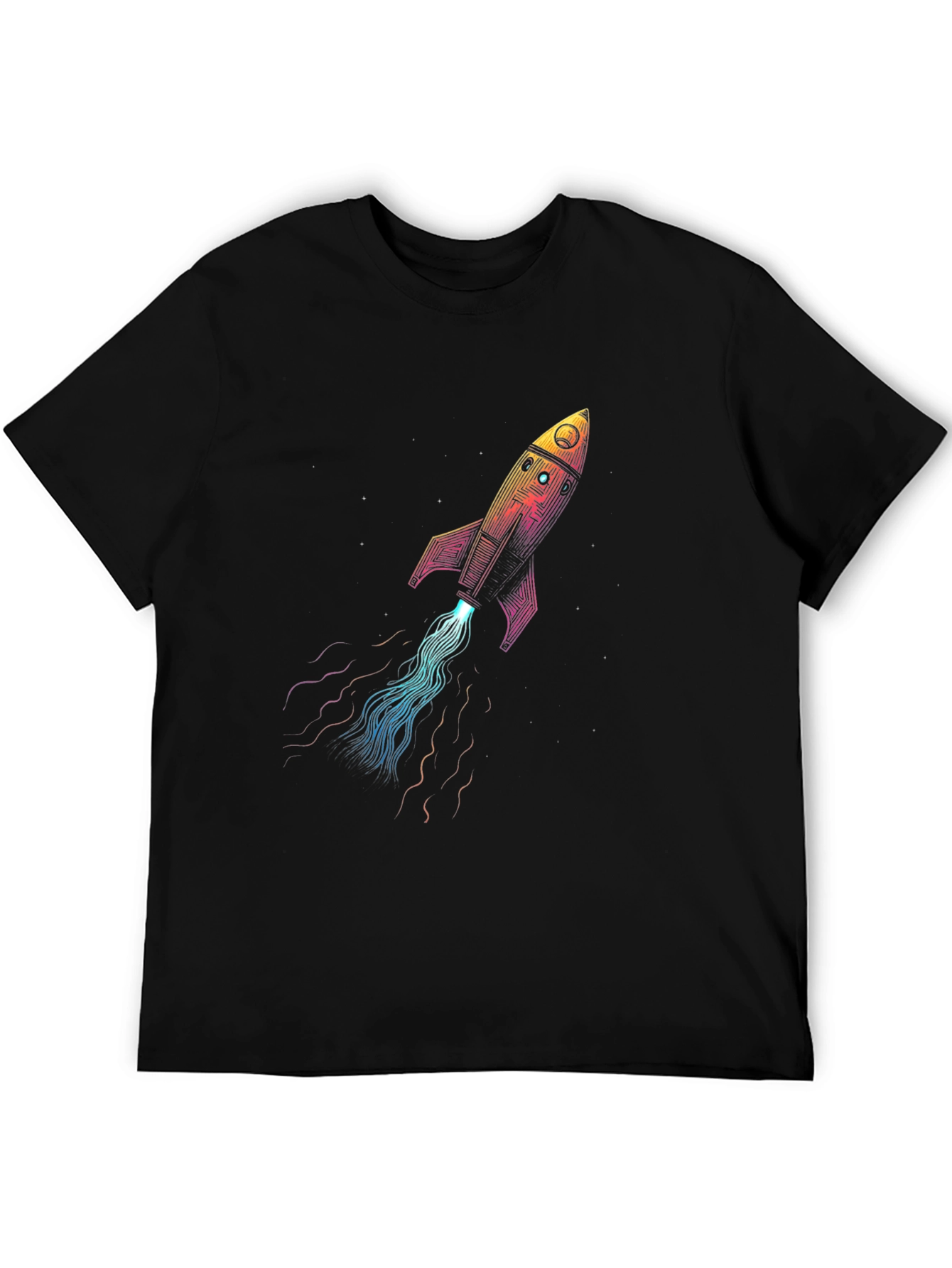 Rocket Launch Graphic T-Shirt - Black Crew Neck Tee