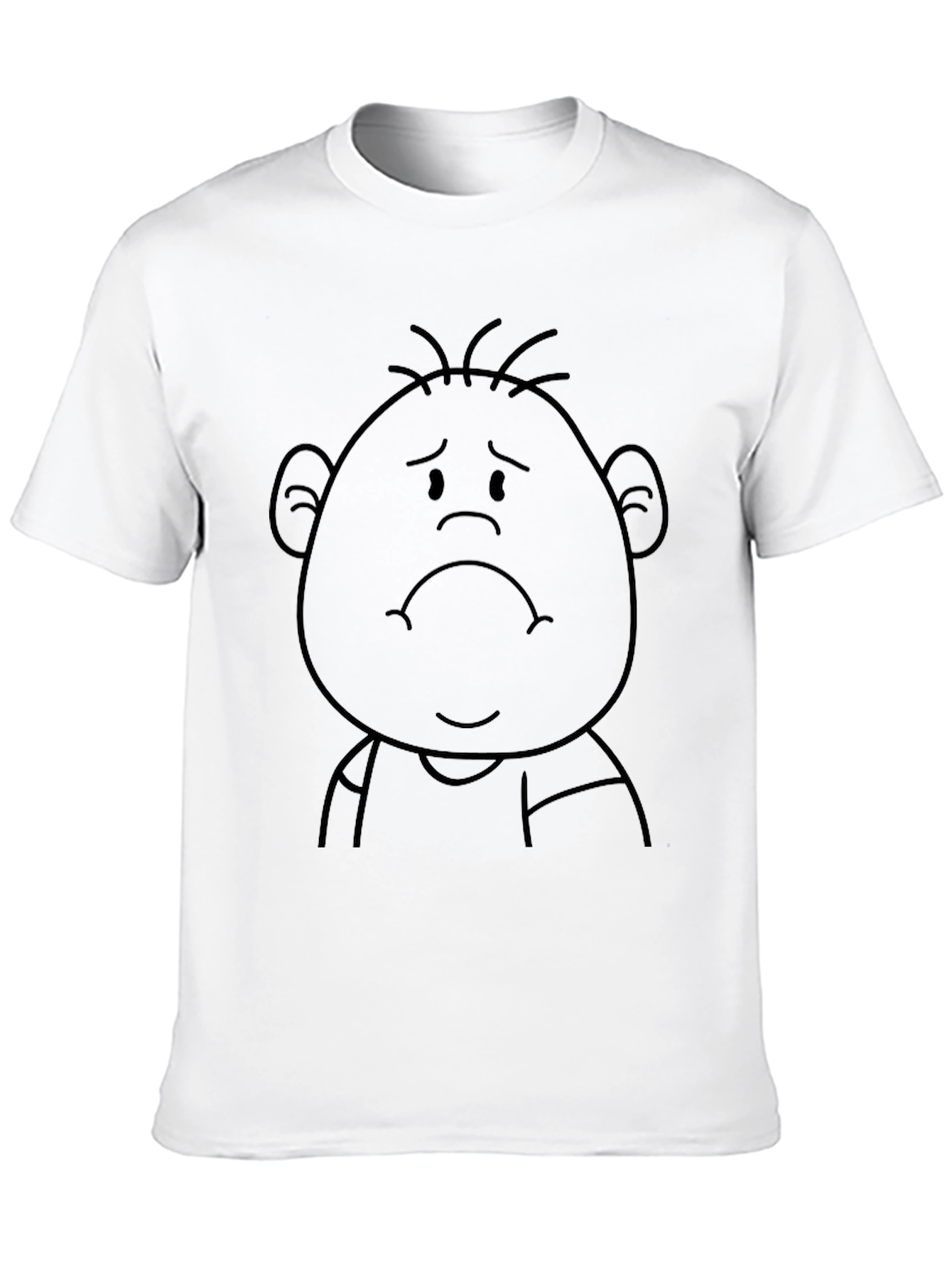 Sad Cartoon Character Black T-Shirt