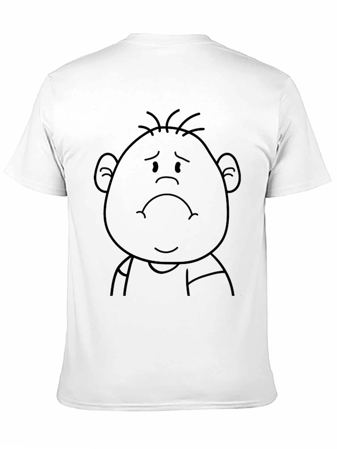 Sad Cartoon Character Black T-Shirt
