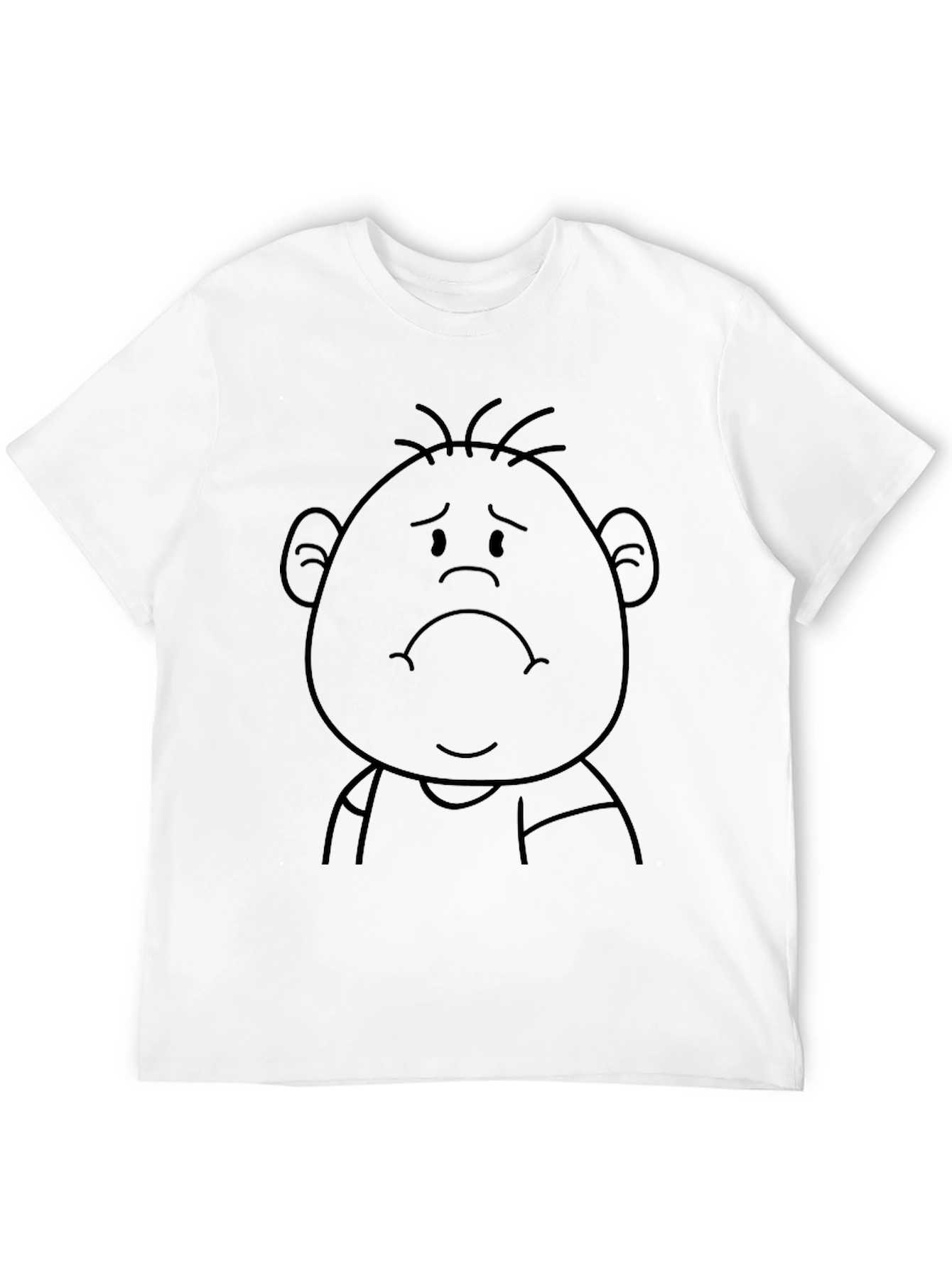 Sad Cartoon Character Black T-Shirt