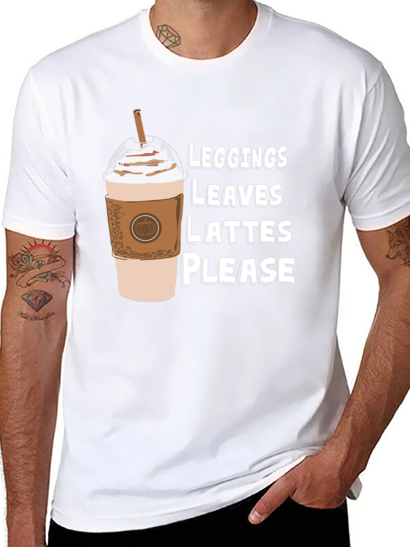 Leggings Leaves Lattes Please Black T-Shirt