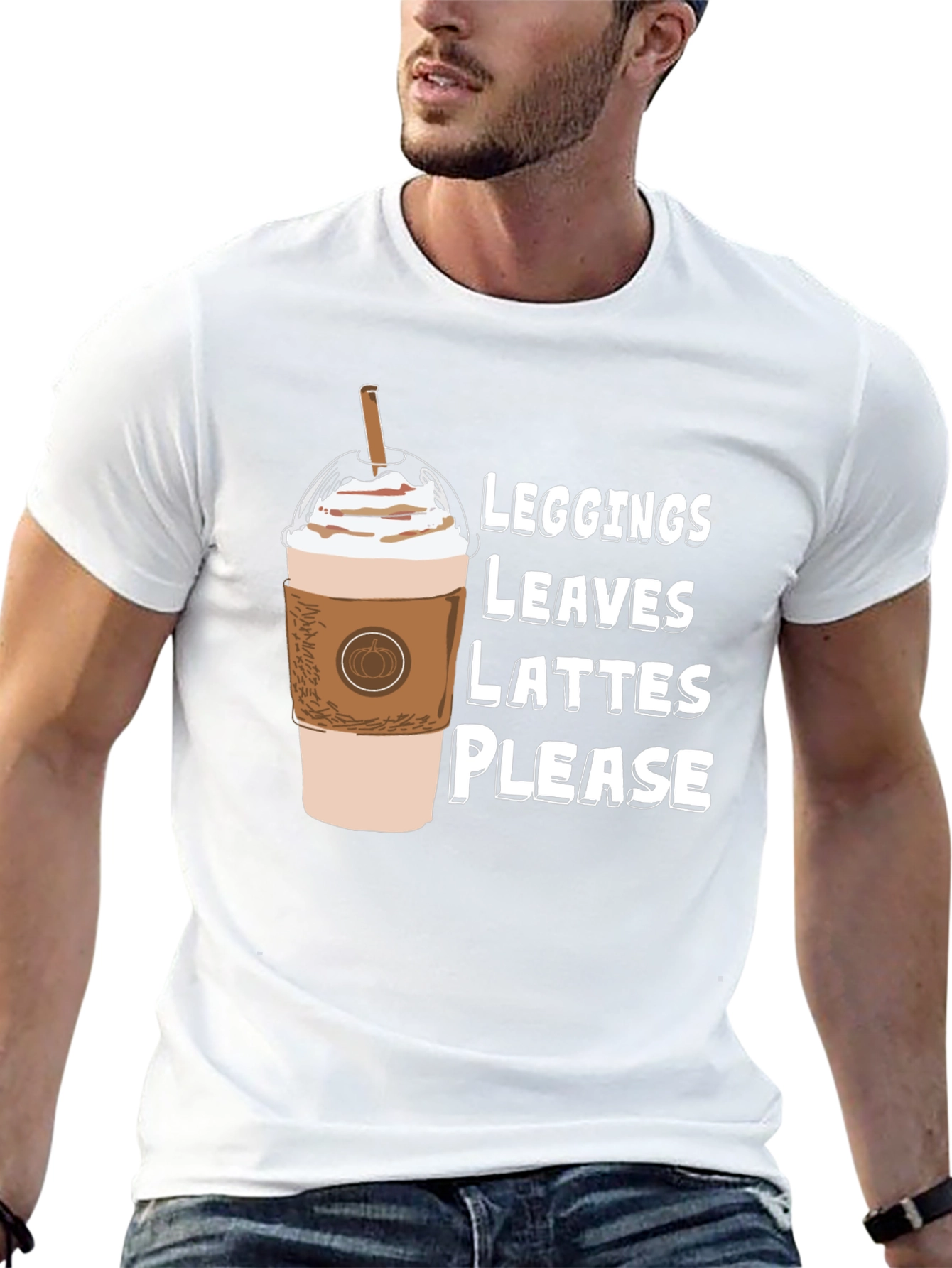 Leggings Leaves Lattes Please Black T-Shirt