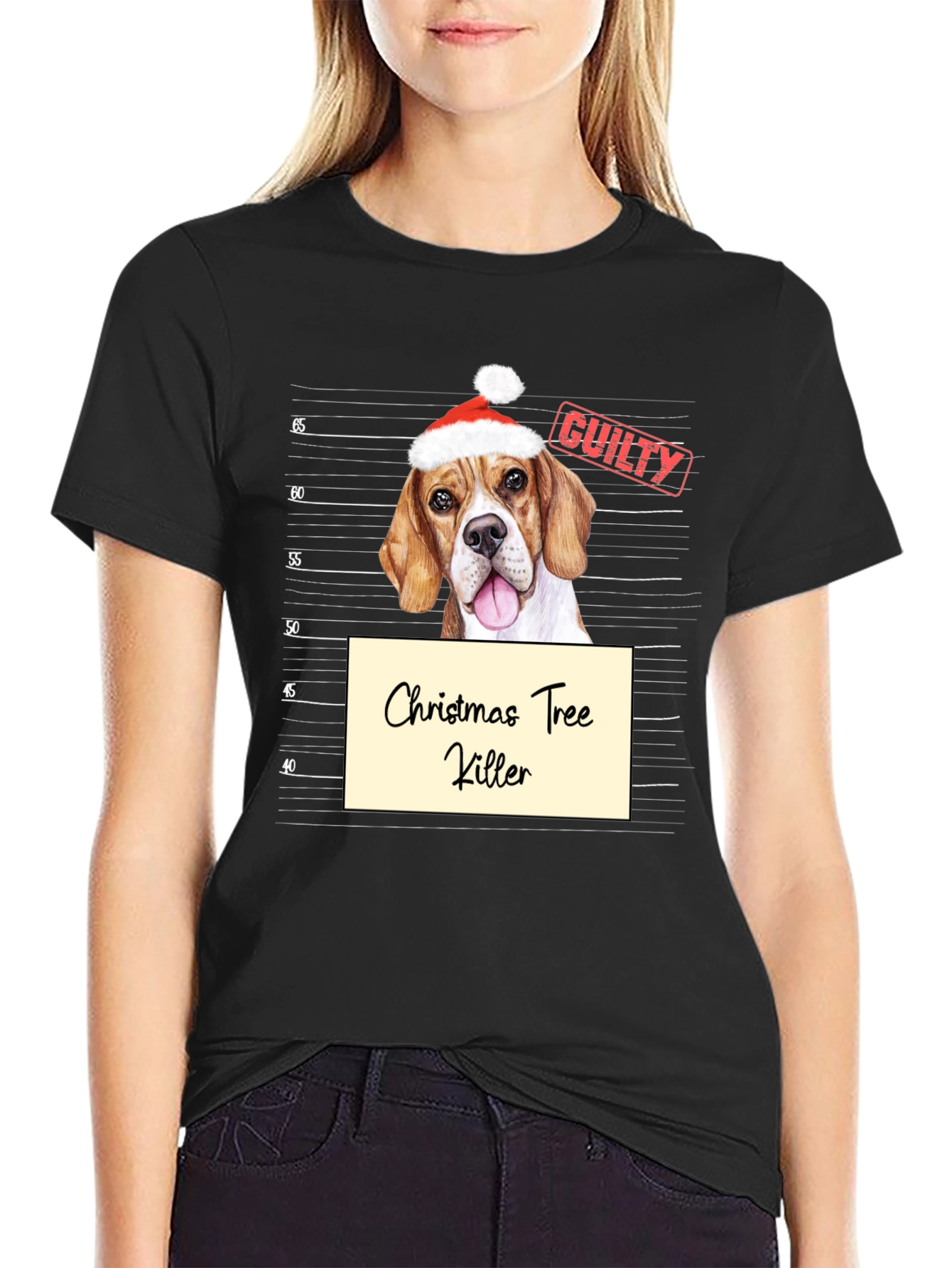 Christmas Tree Killer Dog Mugshot Graphic Tee