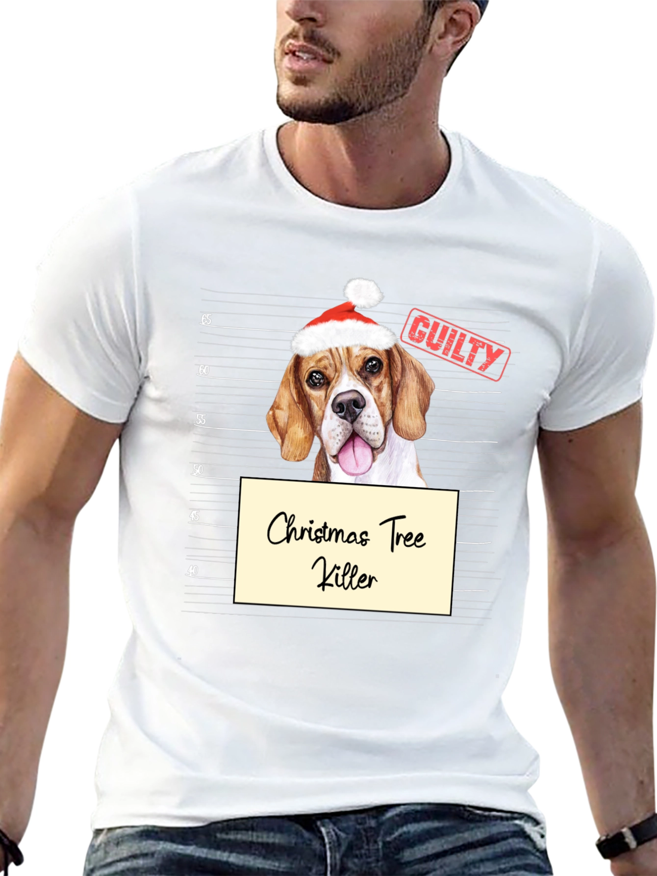 Christmas Tree Killer Dog Mugshot Graphic Tee