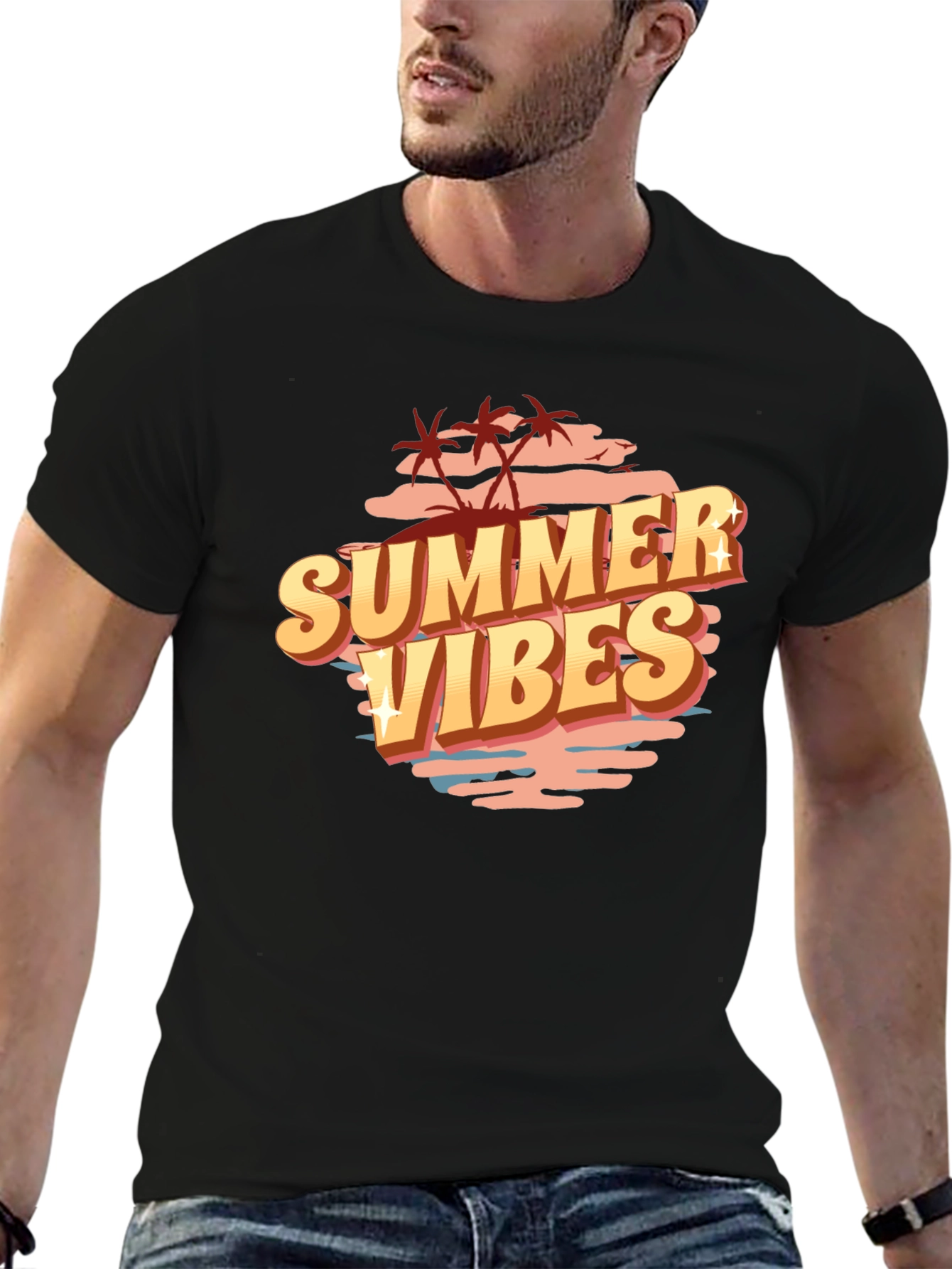 Summer Vibes Graphic Tee - Black