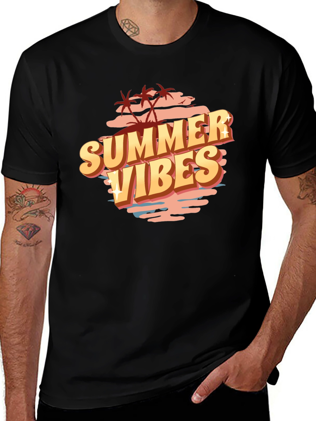 Summer Vibes Graphic Tee - Black