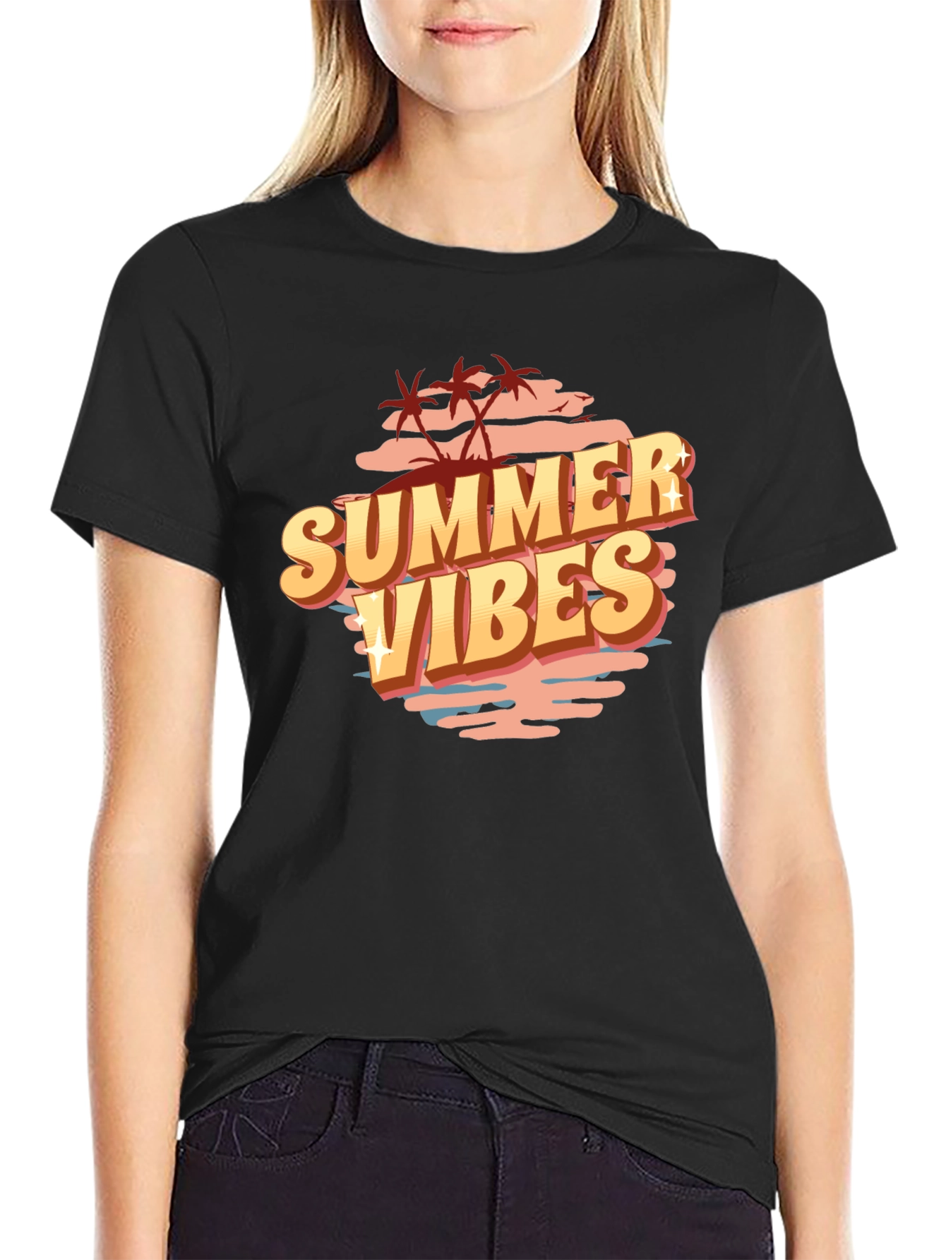 Summer Vibes Graphic Tee - Black