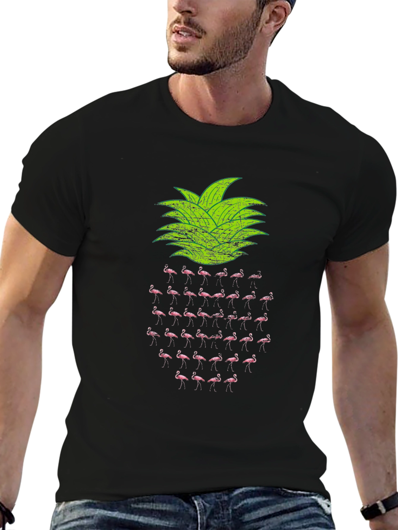 Flamingo Pineapple Graphic T-Shirt - Tropical Design