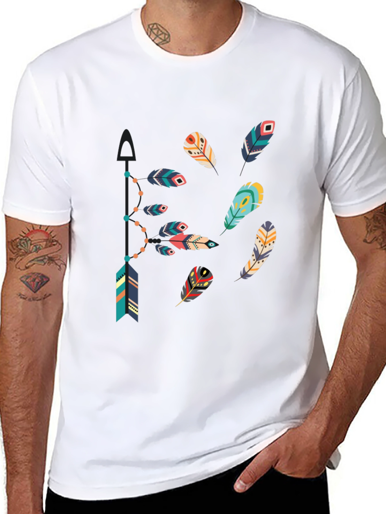 Feather Arrow Graphic Black T-Shirt