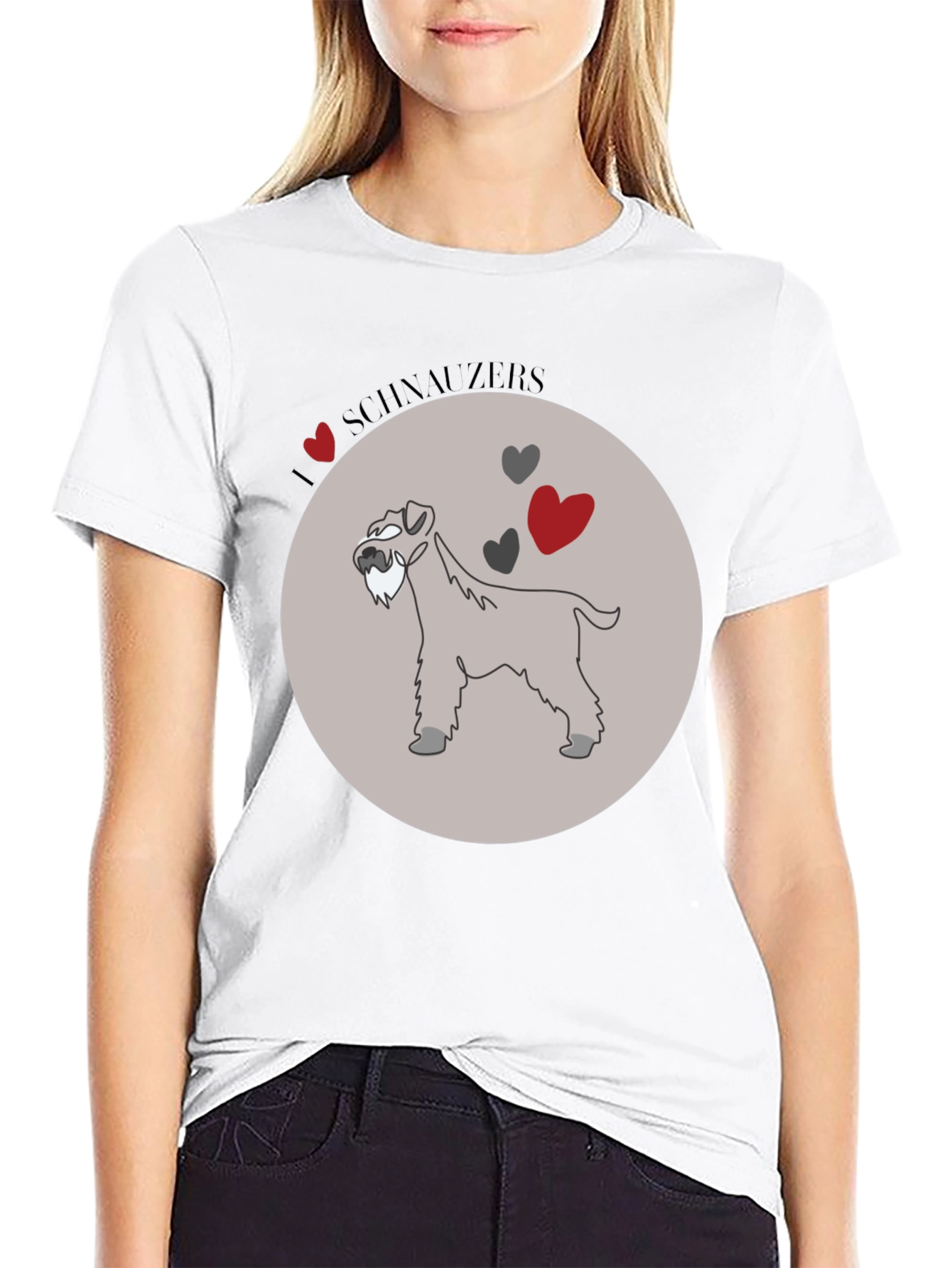 I Love Schnauzers Graphic Tee - Black Cotton Blend